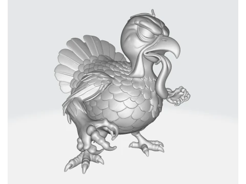 Ferocious Turkey Warrior Unique Fantasy Bird Figurine Thanksgiving Decor Tabletop Miniature or 3D Print Model