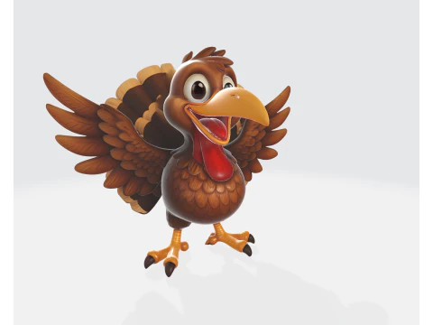 Cute Cartoon Turkey Model Thanksgiving Decoration Holiday Table Centerpiece Fun Animal Figurin 3D Print Model