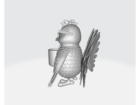 Turkey with Coffee Mug Funny Coffee Lover Bird Figurine Unique Thanksgiving Gift Desk Decor 3D Print Model