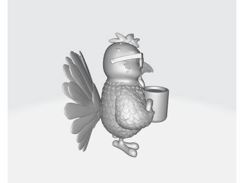 Turkey with Coffee Mug Funny Coffee Lover Bird Figurine Unique Thanksgiving Gift Desk Decor 3D Print Model