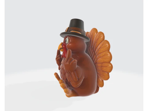 Funny Thanksgiving Turkey Middle Finger Statue Pilgrim Hat Turkey Figurine Hilarious Holiday 3D Print Model