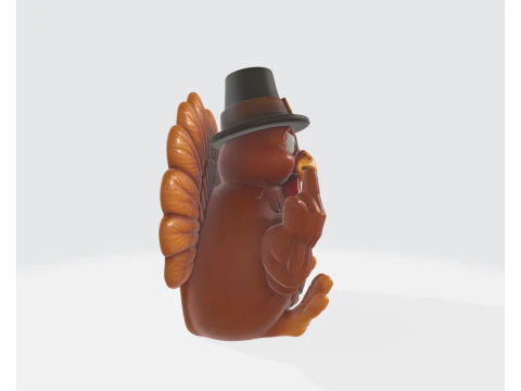 Funny Thanksgiving Turkey Middle Finger Statue Pilgrim Hat Turkey Figurine Hilarious Holiday 3D Print Model