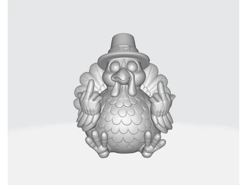 Funny Thanksgiving Turkey Middle Finger Statue Pilgrim Hat Turkey Figurine Hilarious Holiday 3D Print Model