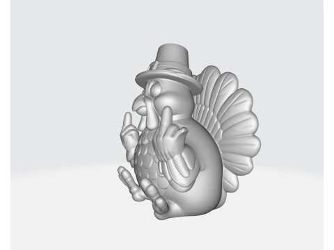 Funny Thanksgiving Turkey Middle Finger Statue Pilgrim Hat Turkey Figurine Hilarious Holiday 3D Print Model