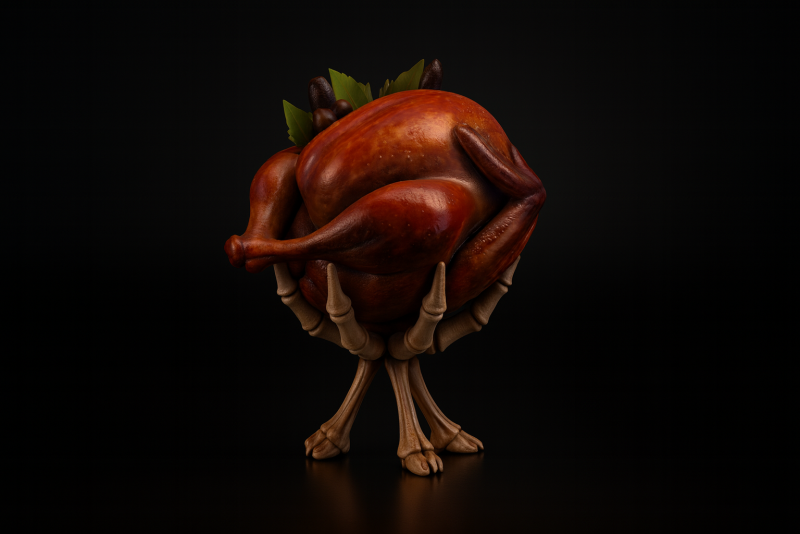 Turkey Skeleton Roast Unique Gothic Halloween Thanksgiving Decor Dark Humor Kitchen Display Sp 3D Print Model .c4d .max .obj .3ds .fbx .stl .blend 
