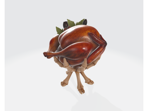 Turkey Skeleton Roast Unique Gothic Halloween Thanksgiving Decor Dark Humor Kitchen Display Sp 3D Print Model