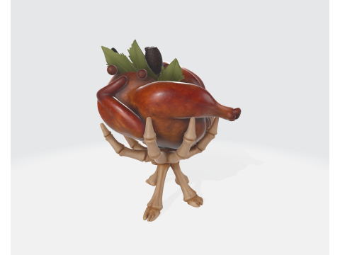 Turkey Skeleton Roast Unique Gothic Halloween Thanksgiving Decor Dark Humor Kitchen Display Sp 3D Print Model