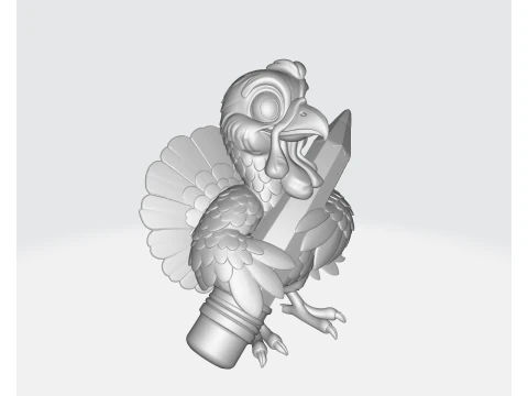 Cute Turkey with Pencil 3D Print Model Thanksgiving Decor Teacher Gift Classroom Mascot 3D Print Model