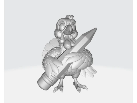 Cute Turkey with Pencil 3D Print Model Thanksgiving Decor Teacher Gift Classroom Mascot 3D Print Model