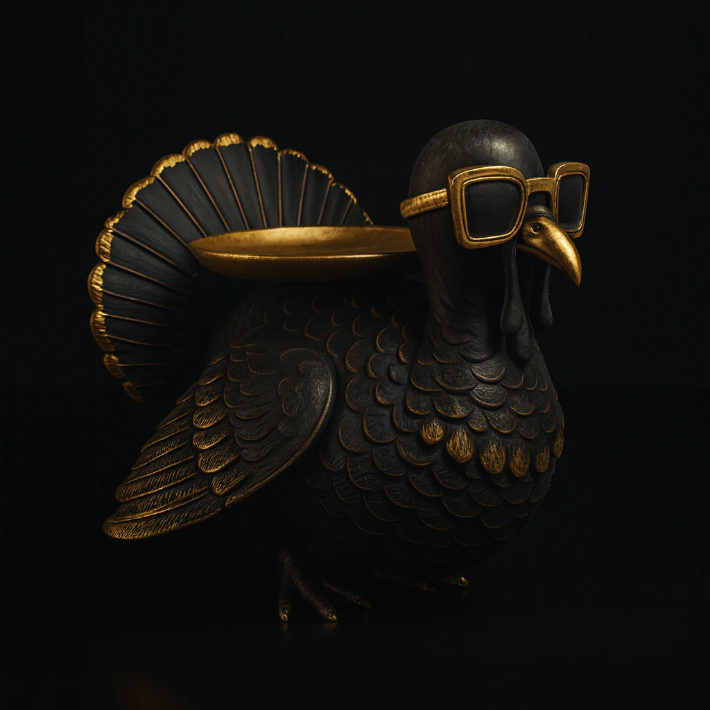 Cool Turkey Statue with Sunglasses Unique 3D Printed Decorative Figurine with Gold Accents Fun T 3D Print Model .c4d .max .obj .3ds .fbx .stl .blend 
