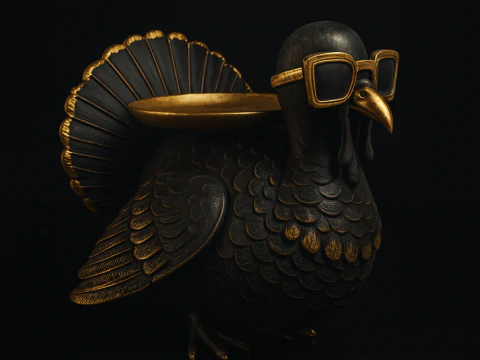Est&aacute;tua de peru legal com &oacute;culos de sol Estatueta decorativa impressa em 3D exclusiva com detalhes dourados divertido T Modelo de Impressão 3D