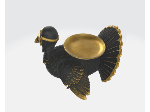 Cool Turkey Statue with Sunglasses Unique 3D Printed Decorative Figurine with Gold Accents Fun T 3D Print Model
