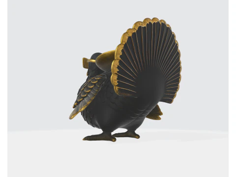 Cool Turkey Statue with Sunglasses Unique 3D Printed Decorative Figurine with Gold Accents Fun T 3D Print Model