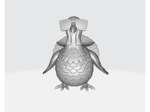 Cool Turkey Statue with Sunglasses Unique 3D Printed Decorative Figurine with Gold Accents Fun T 3D Print Model