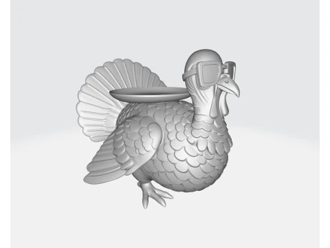 Cool Turkey Statue with Sunglasses Unique 3D Printed Decorative Figurine with Gold Accents Fun T 3D Print Model