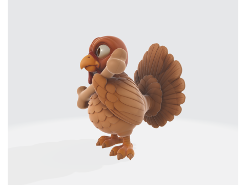 귀여운 만화 칠면조 뼈를 들고 3D 인쇄 가능한 추수감사절 작은 입상 사랑스러운 동물 모델 3D 프린트 모델