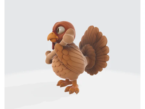 Cute Cartoon Turkey Holding Bone 3D Printable Thanksgiving Figurine Adorable Animal Model for Ho 3D Print Model