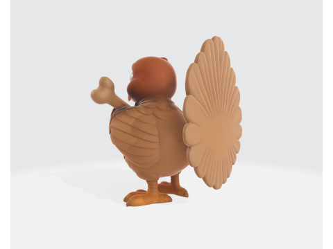 귀여운 만화 칠면조 뼈를 들고 3D 인쇄 가능한 추수감사절 작은 입상 사랑스러운 동물 모델 3D 프린트 모델