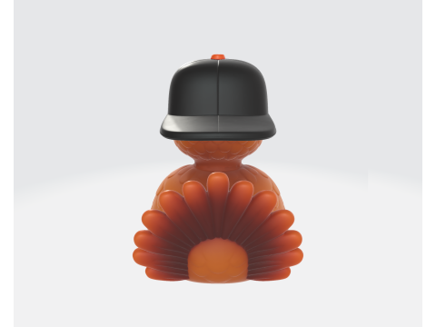 可爱的火鸡，带按扣帽子 3D 打印卡通动物雕像有趣的感恩节装饰 3D 打印模型