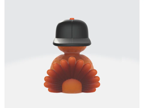 Cute Turkey with Snapback Hat 3D Printed Cartoon Animal Figurine Funny Thanksgiving Decor 3D Print Model