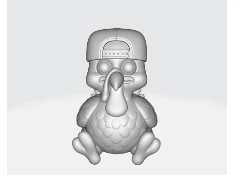 Cute Turkey with Snapback Hat 3D Printed Cartoon Animal Figurine Funny Thanksgiving Decor 3D Print Model