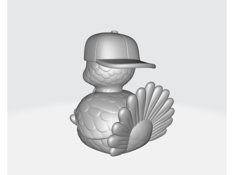 可爱的火鸡，带按扣帽子 3D 打印卡通动物雕像有趣的感恩节装饰 3D 打印模型