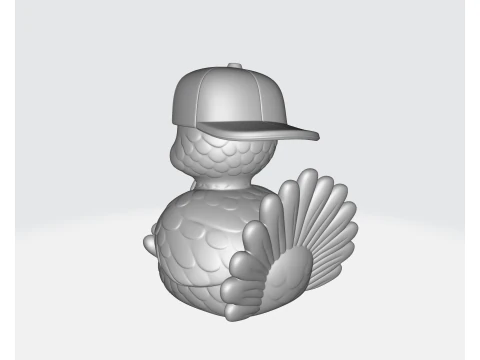 Cute Turkey with Snapback Hat 3D Printed Cartoon Animal Figurine Funny Thanksgiving Decor 3D Print Model