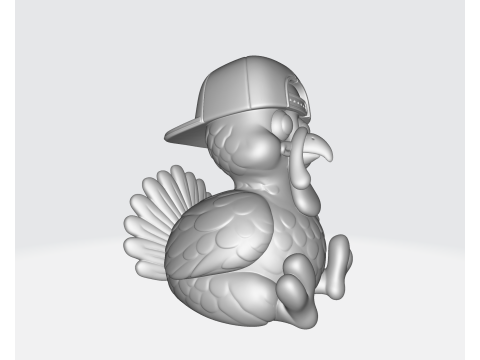 可爱的火鸡，带按扣帽子 3D 打印卡通动物雕像有趣的感恩节装饰 3D 打印模型