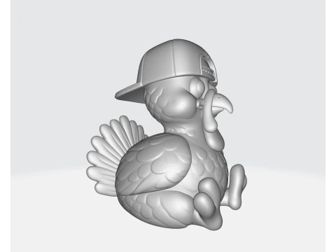 Cute Turkey with Snapback Hat 3D Printed Cartoon Animal Figurine Funny Thanksgiving Decor 3D Print Model