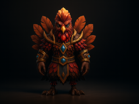 Model Cetak 3D Ayam Prajurit Thanksgiving Patung Pahlawan Terinspirasi Turki Meriah Model Cetak 3D