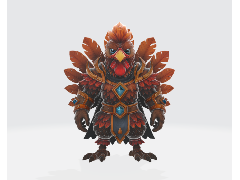 थैंक्सगिविंग वारियर रूस्टर 3डी प्रिंट मॉडल उत्सव तुर्की-प्रेरित हीरो मूर्ति 3D प्रिंट मॉडल