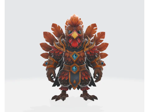 Thanksgiving Warrior Rooster 3D Print Model Festive Turkey-Inspired Hero Figurine 3D Print Model