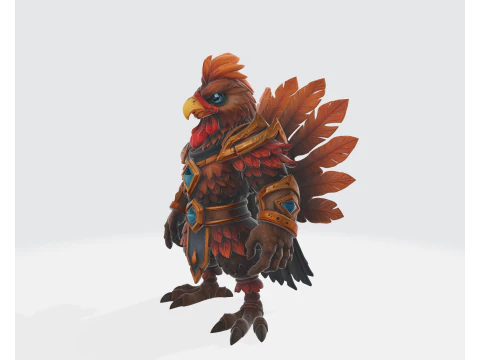 Thanksgiving Warrior Rooster 3D Print Model Festive Turkey-Inspired Hero Figurine 3D Print Model