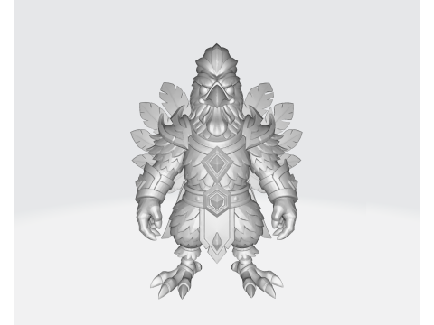 थैंक्सगिविंग वारियर रूस्टर 3डी प्रिंट मॉडल उत्सव तुर्की-प्रेरित हीरो मूर्ति 3D प्रिंट मॉडल