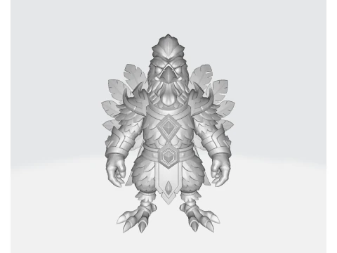 Thanksgiving Warrior Rooster 3D Print Model Festive Turkey-Inspired Hero Figurine 3D Print Model