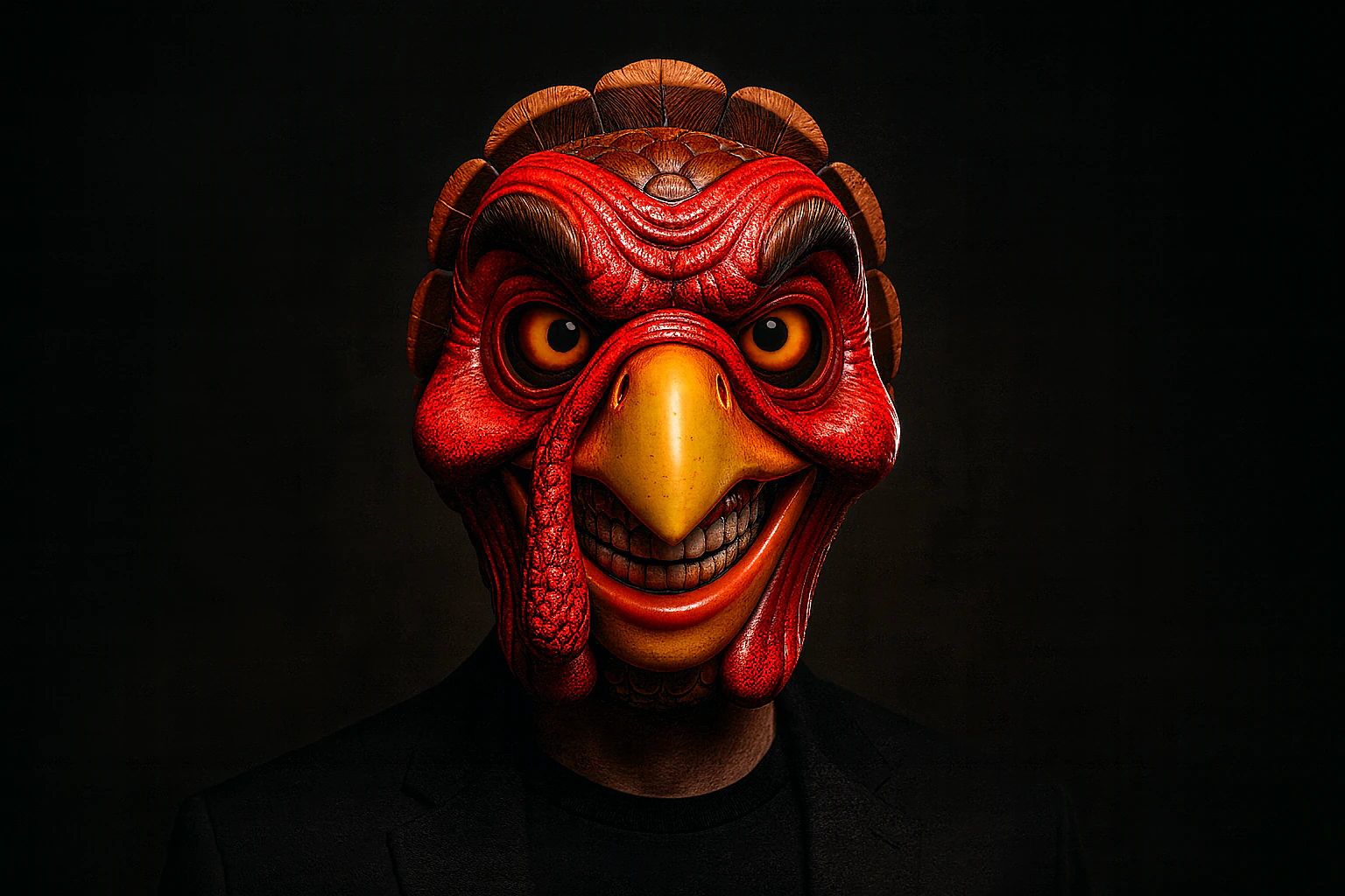 Evil Turkey Mask 3D Printed Halloween Mask Unique Funny Horror Costume Prop Thanksgiving 3D Print Model .c4d .max .obj .3ds .fbx .stl .blend 