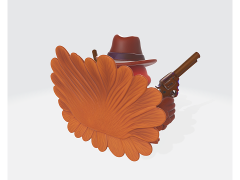 Wild West Turkey Funny Cowboy Turkey Figurine Thanksgiving Decor Gun-Slinging Turkey 3D Print Model