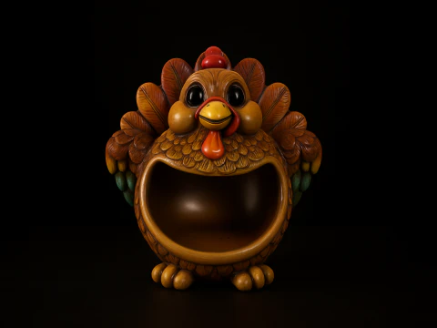 Urocza miska na cukierki z indyka Święto Dziękczynienia Dekoracja stołu Świąteczna drukarka 3D Danie z indyka Centrum jesienne Model do druku 3D