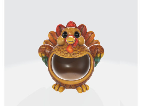 Adorable tazón de dulces de pavo, decoración de mesa de Acción de Gracias, plato de pavo impreso en 3D festivo, centro de otoño Modelo de impresión 3D