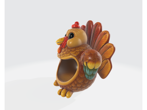 Adorable tazón de dulces de pavo, decoración de mesa de Acción de Gracias, plato de pavo impreso en 3D festivo, centro de otoño Modelo de impresión 3D