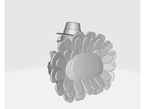 Uczony z książką Wydrukowana w 3D figurka indyka z kreskówek Urocza dekoracja indyka z kapeluszem i szkłem Model do druku 3D