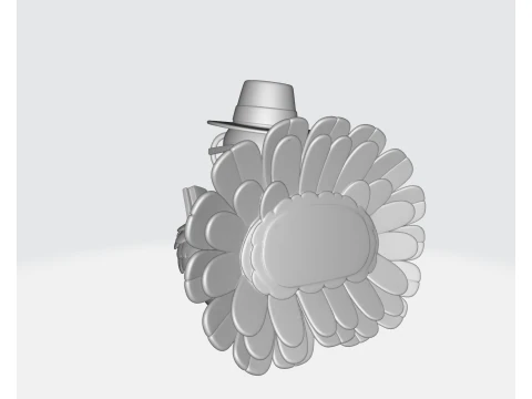 Scholar with Book 3D Printed Cartoon Turkey Figurine Adorable Turkey Decoration with Hat and Gla 3D Print Model