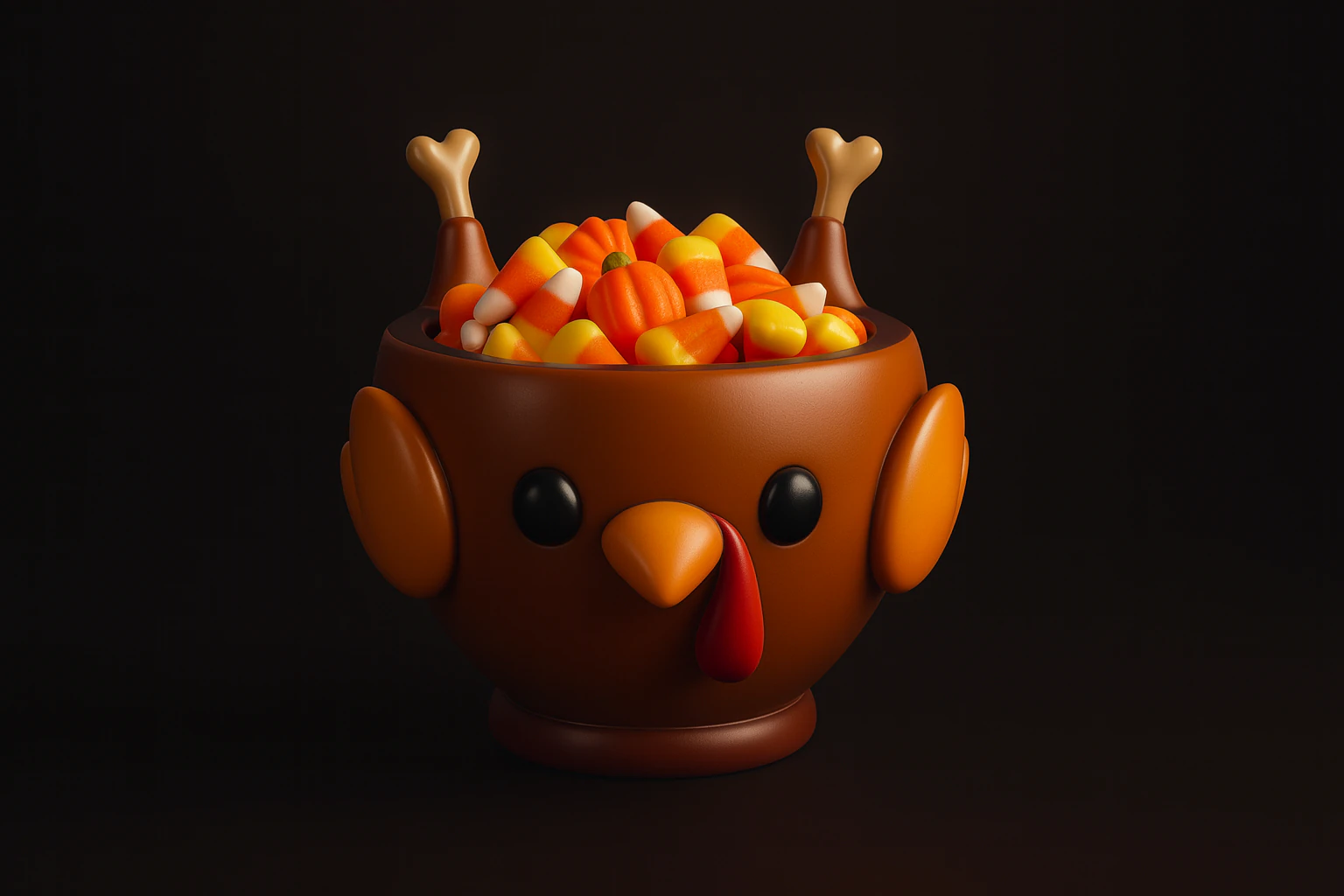 Cute Thanksgiving Turkey Bowl Adorable 3D Printed Turkey Cup Holiday Table Decor Festive Kitch 3D Print Model .c4d .max .obj .3ds .fbx .stl .blend 