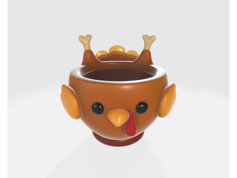 प्यारा थैंक्सगिविंग टर्की बाउल मनमोहक 3डी मुद्रित टर्की कप हॉलिडे टेबल सजावट उत्सव किच 3D प्रिंट मॉडल