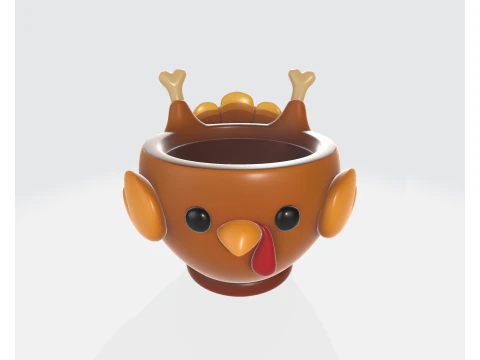 Cute Thanksgiving Turkey Bowl Adorable 3D Printed Turkey Cup Holiday Table Decor Festive Kitch 3D Print Model