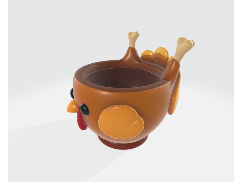 प्यारा थैंक्सगिविंग टर्की बाउल मनमोहक 3डी मुद्रित टर्की कप हॉलिडे टेबल सजावट उत्सव किच 3D प्रिंट मॉडल