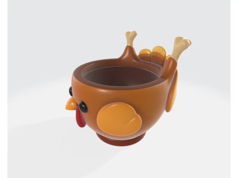 Cute Thanksgiving Turkey Bowl Adorable 3D Printed Turkey Cup Holiday Table Decor Festive Kitch 3D Print Model