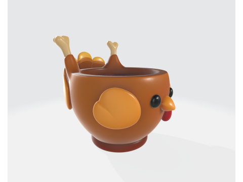 प्यारा थैंक्सगिविंग टर्की बाउल मनमोहक 3डी मुद्रित टर्की कप हॉलिडे टेबल सजावट उत्सव किच 3D प्रिंट मॉडल