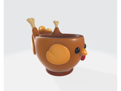 Cute Thanksgiving Turkey Bowl Adorable 3D Printed Turkey Cup Holiday Table Decor Festive Kitch 3D Print Model