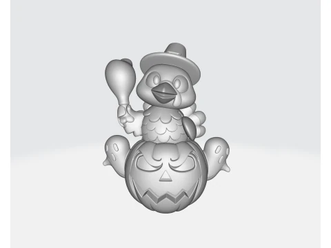 Thanksgiving Kalkoen Rijden Halloween Pompoen Leuke Feestelijke Decoratie met Spoken Grappige Vakantie C 3D printmodel